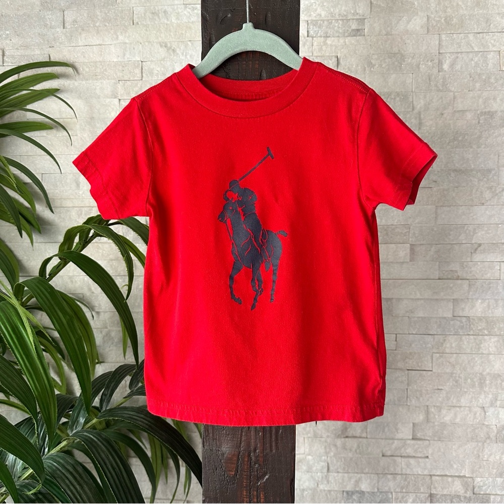 Polo Ralph Lauren Red Big Pony Navy Blue Logo T Shirt Size 3T